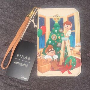 Loungefly Pixar Up Christmas Tree Card Holder Wallet – Green, Red, Tan, White